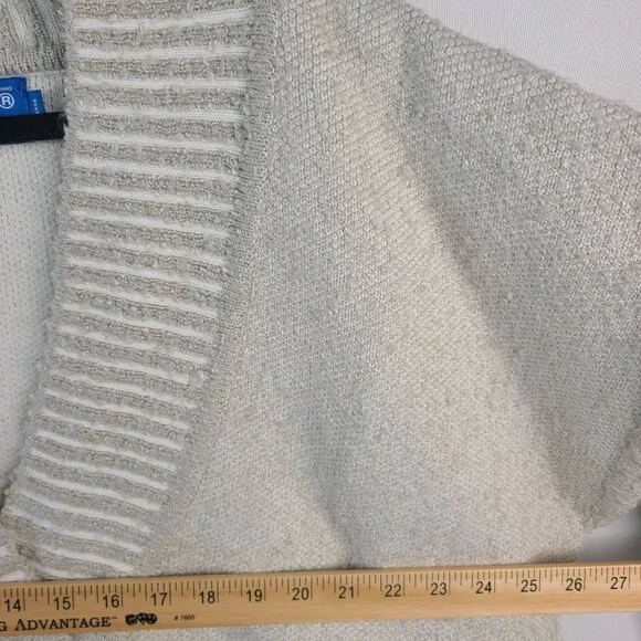 Twilltango Men's Beige Deep V-Neck Sweater With Ribbed Collar Pullover Sz L